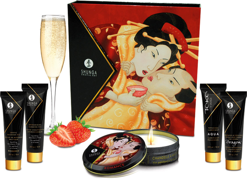 Shunga Coffret Secrets de Geisha - Vin pétillant à la fraise