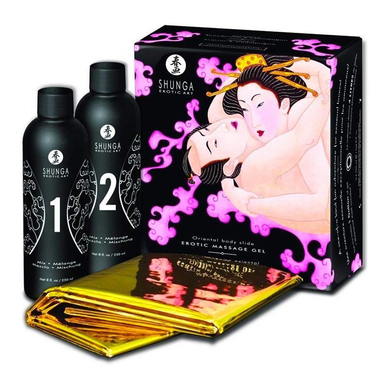 Gel de massage Oriental corps à corps Shunga - Fraise & champagne