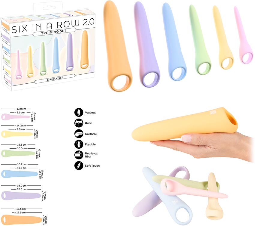 Six in a Row 2.0 Set aus vaginalen und analen Dilatatoren (6 Stück)