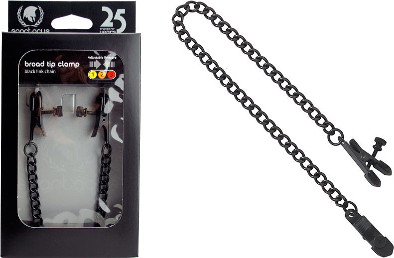 Spartacus Broad Tip Nipple Clamps with Black Link Chain