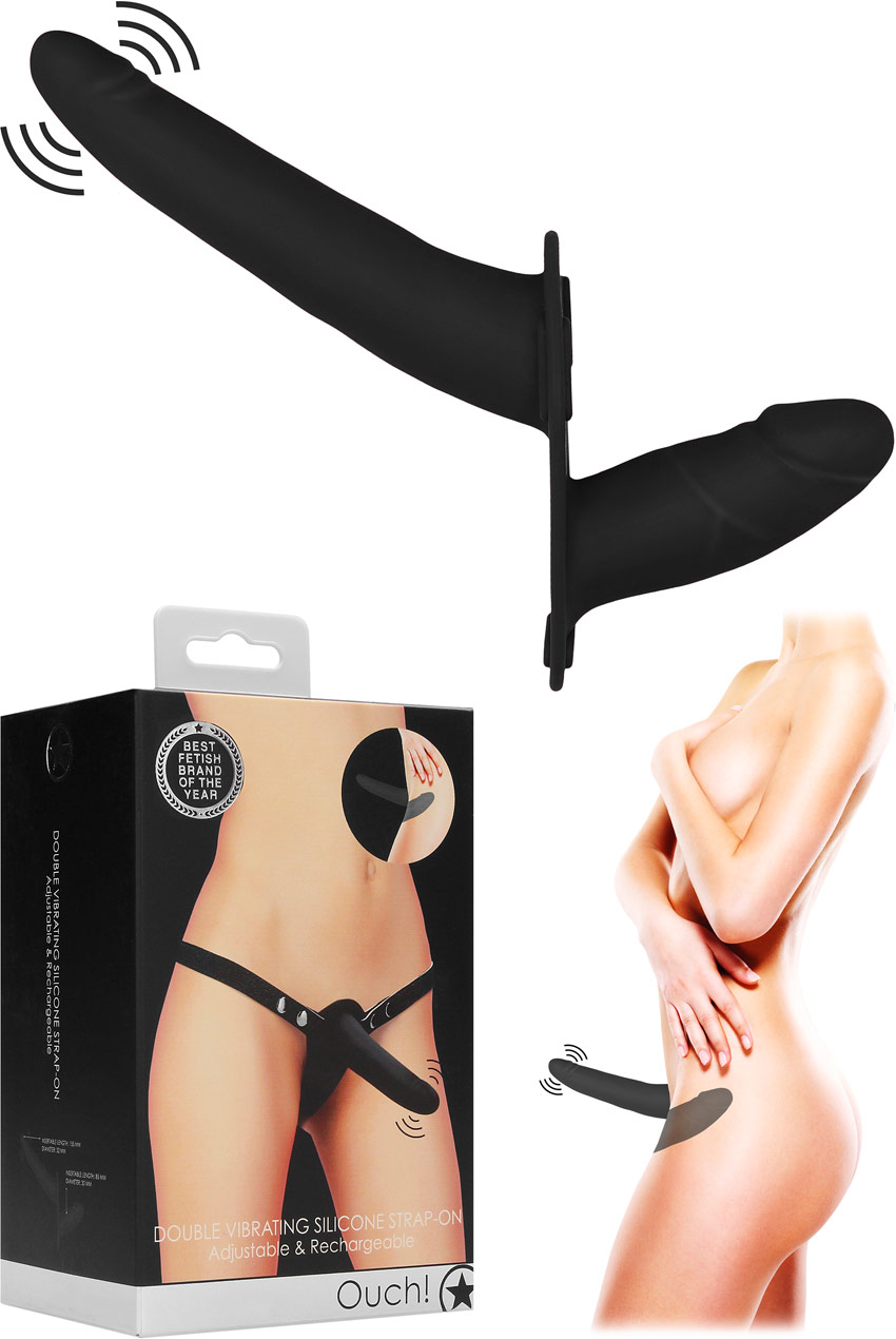 Ouch! vibrating strap-on & double dildo kit