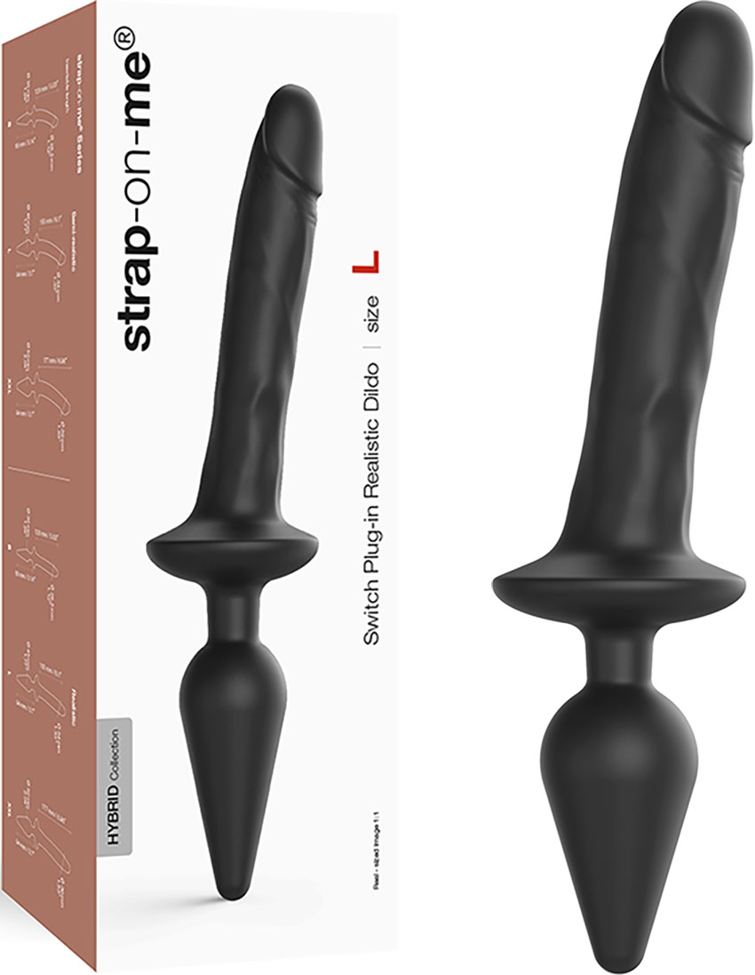 Semi-realistic 2-in-1 dildo with strap-on-me butt plug
