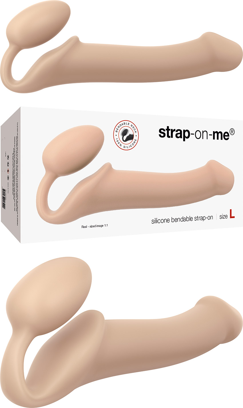 Double sex toy strap-on-me Bendable - Beige (L)
