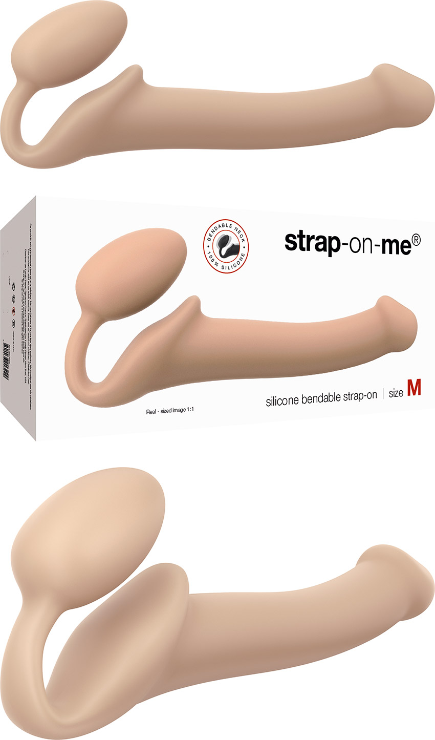 Double sex toy strap-on-me Bendable - Beige (M)
