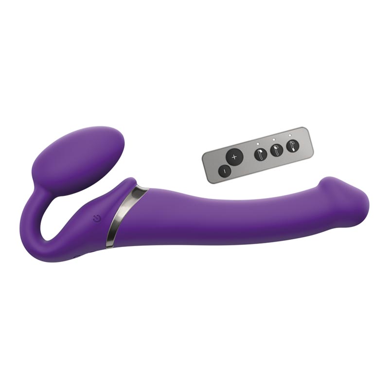 Strap-on-me Vibrating Bendable vibrierendes Doppelsextoy - Violett (M)