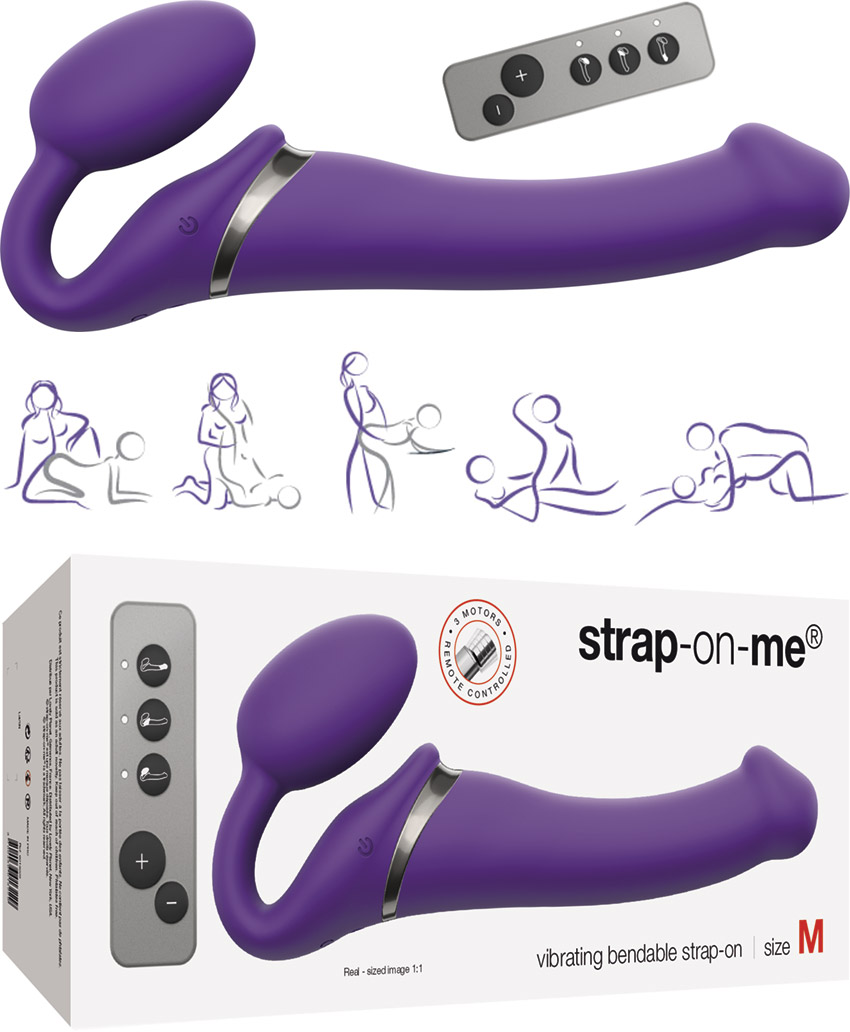 Doppio sex toy vibrante strap-on-me Vibrating Bendable - Viola (M)