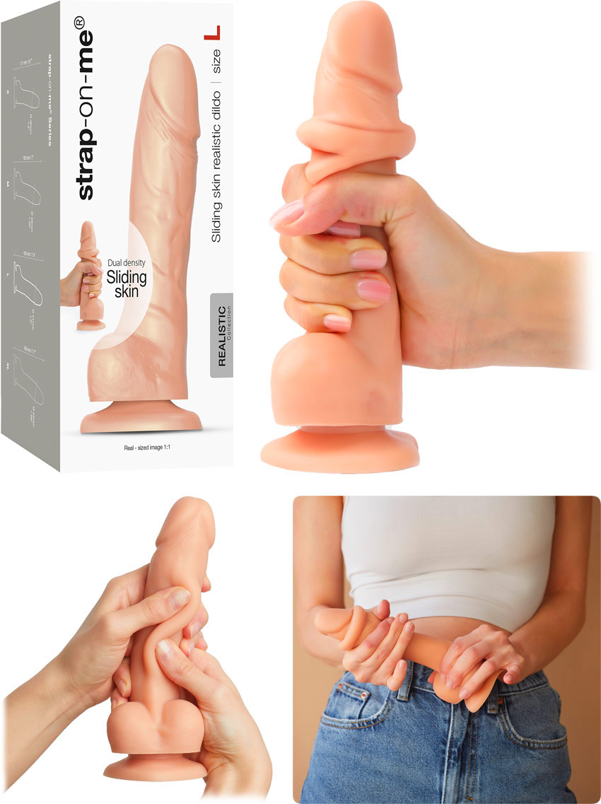 strap-on-me Sliding Skin realistic dildo with suction cup - Vanilla (L)