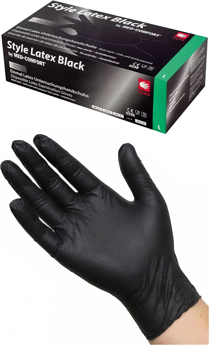 Style Latex Black disposable latex gloves - Black (100 pieces) - L