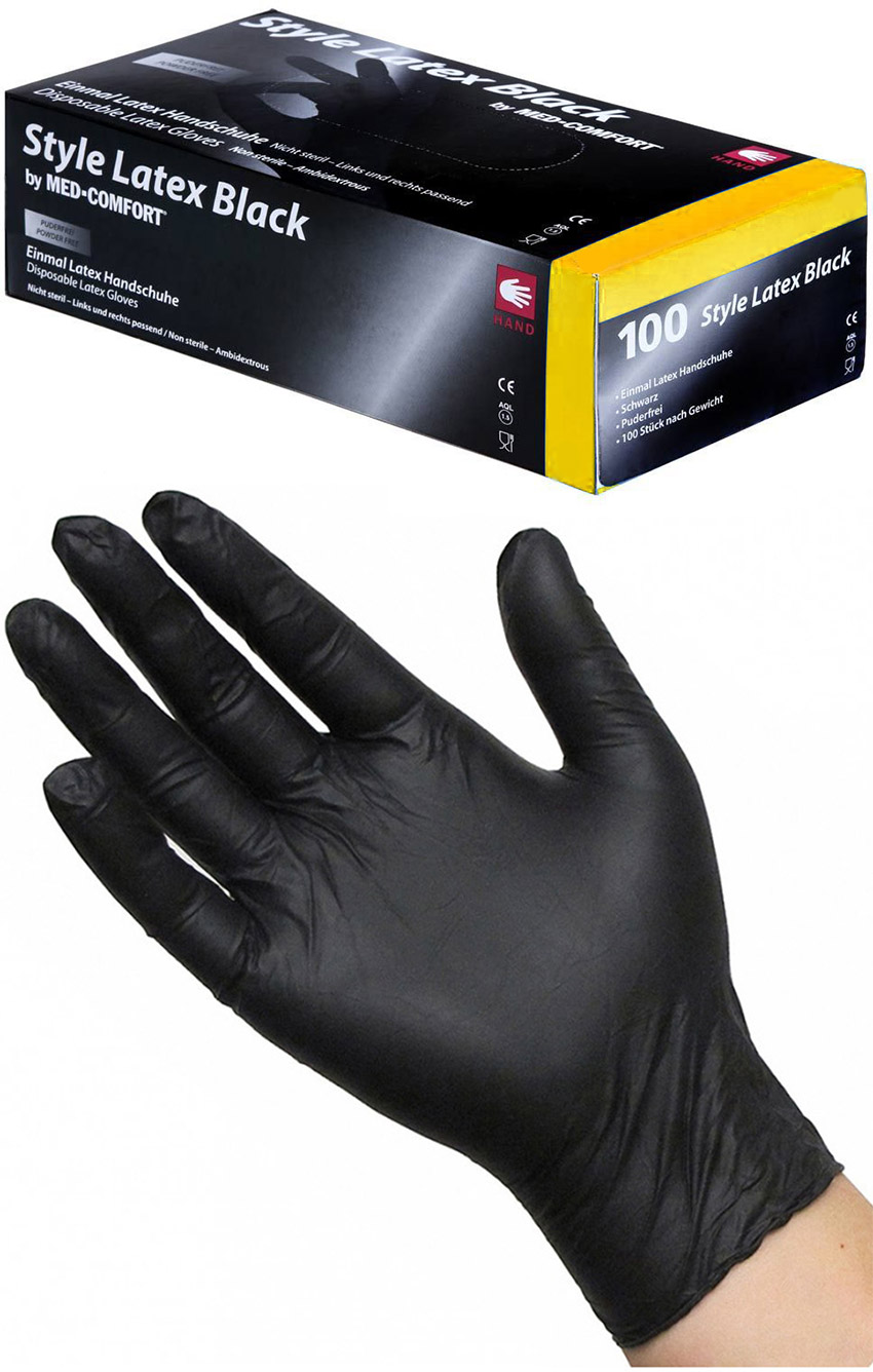 Style Latex Black Einweghandschuhe - Schwarz (100 Stück) - S