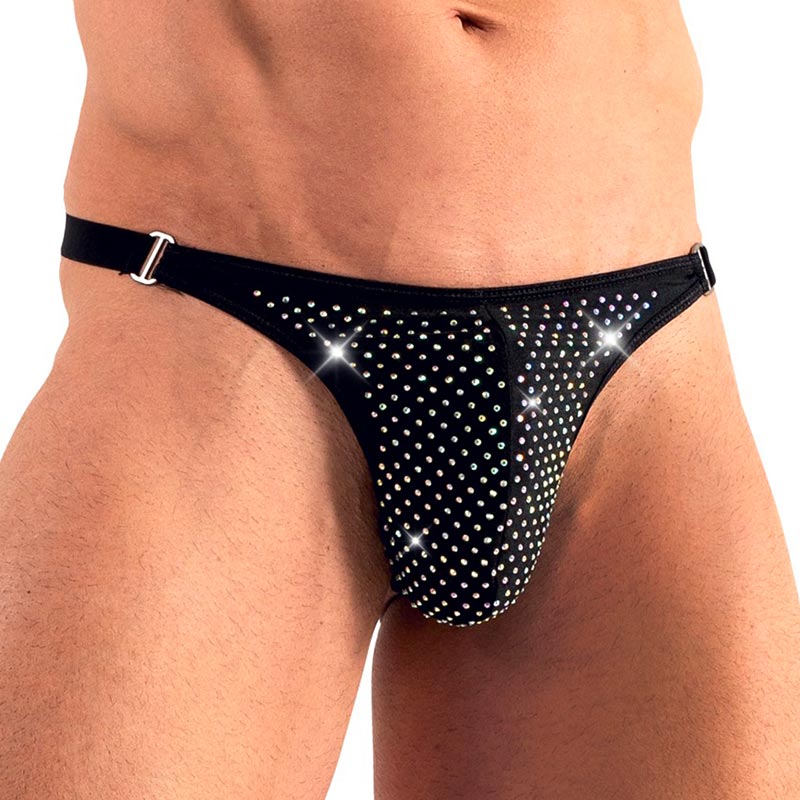 Svenjoyment Glitzer String fr Mnner - Schwarz (M)