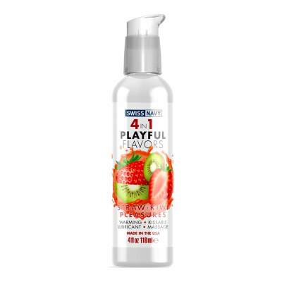 Swiss Navy 4in1 | Wärmendes Gleitmittel | Erdbeere und Kiwi-Geschmack