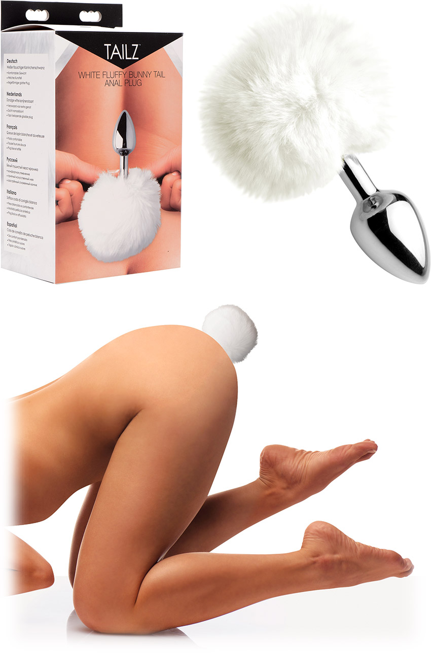 Tailz Fluffy Bunny butt plug with rabbit tail - White