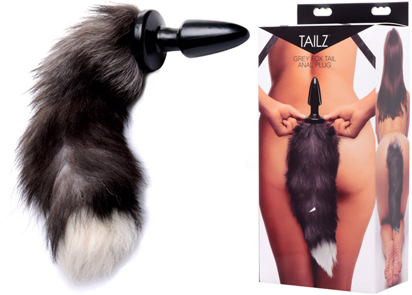 Tailz Fox butt plug with fox tail - Black & white