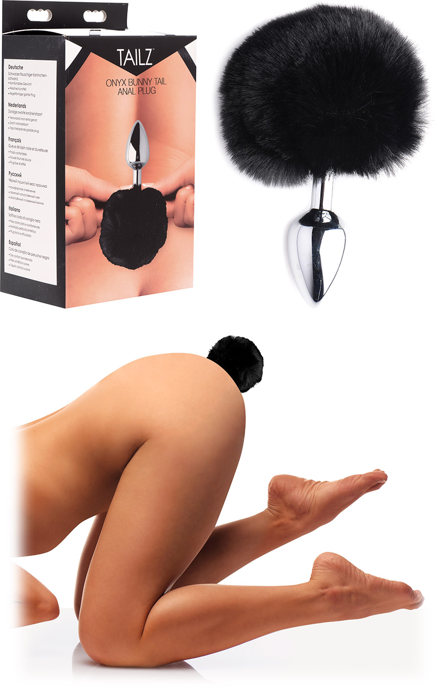 Tailz Onyx Bunny butt plug with rabbit tail - Black