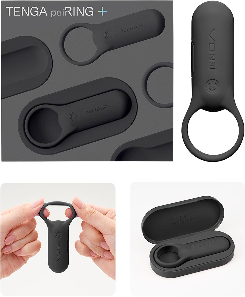 Tenga Pairing+ Vibrierender Penisring - Schwarz