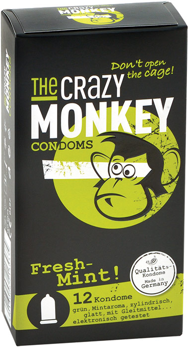 The Crazy Monkey green condoms - Fresh Mint (12 Condoms)