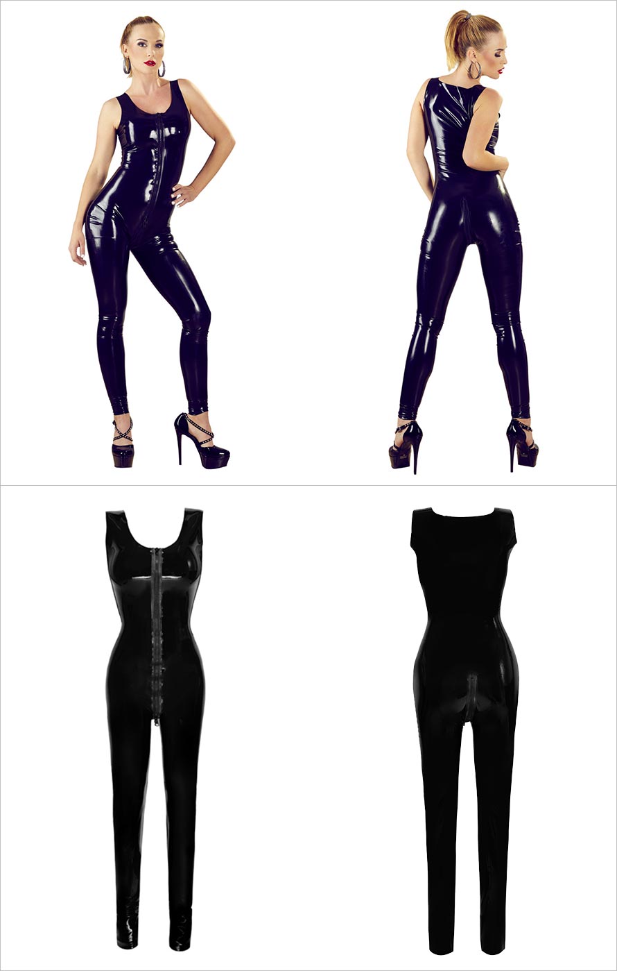 The Late X Collection Enganliegender Catsuit aus Latex - Schwarz (L)