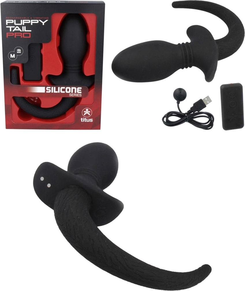 Titus Puppy Tail Pro vibrating butt plug in silicone with tail (M)