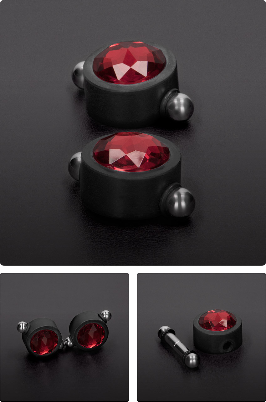 Triune magnetic nipple clamps with Swarovski - Red