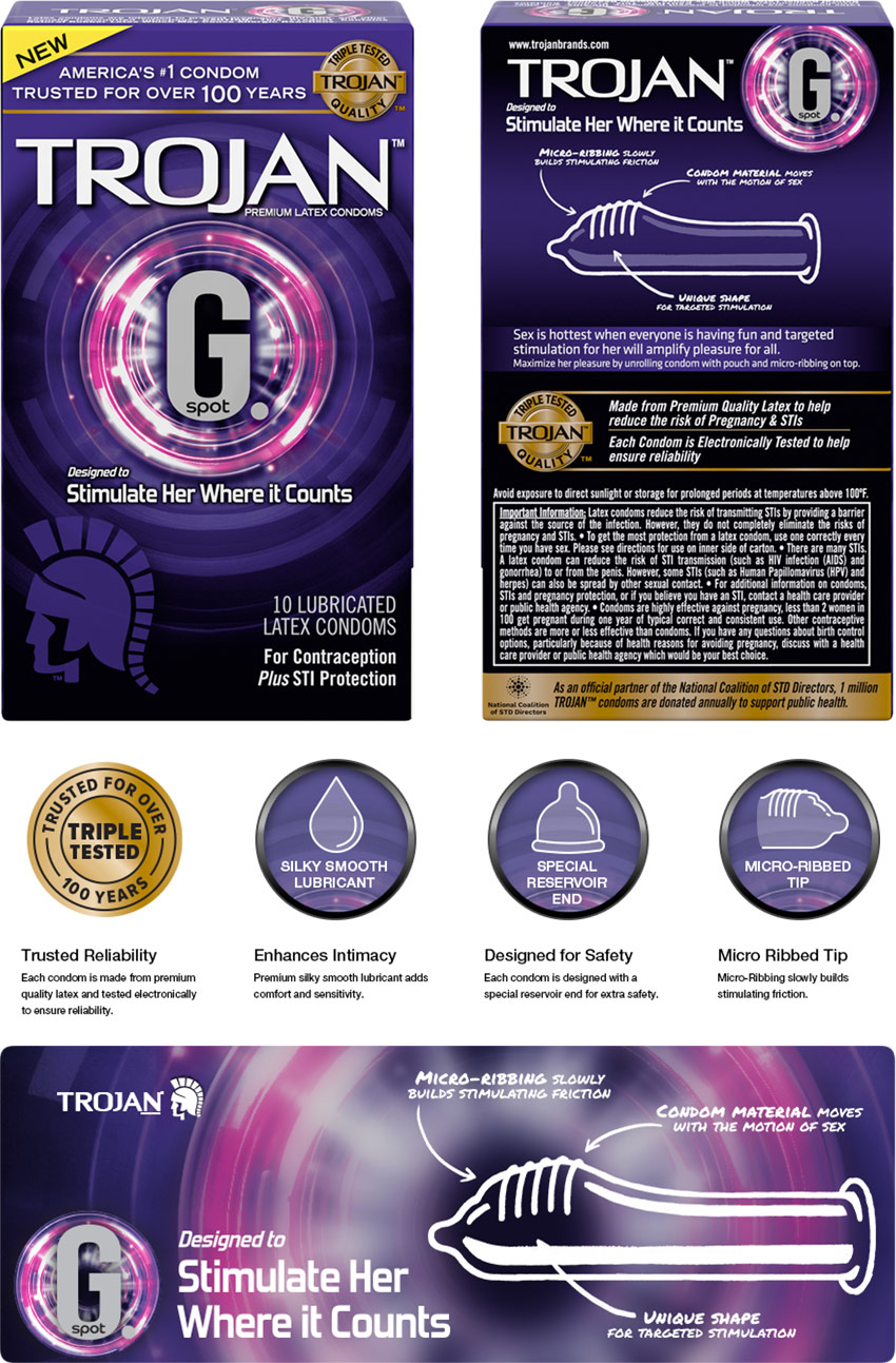 Preservativo che stimola il punto G Trojan G. Spot (10 preservativi)