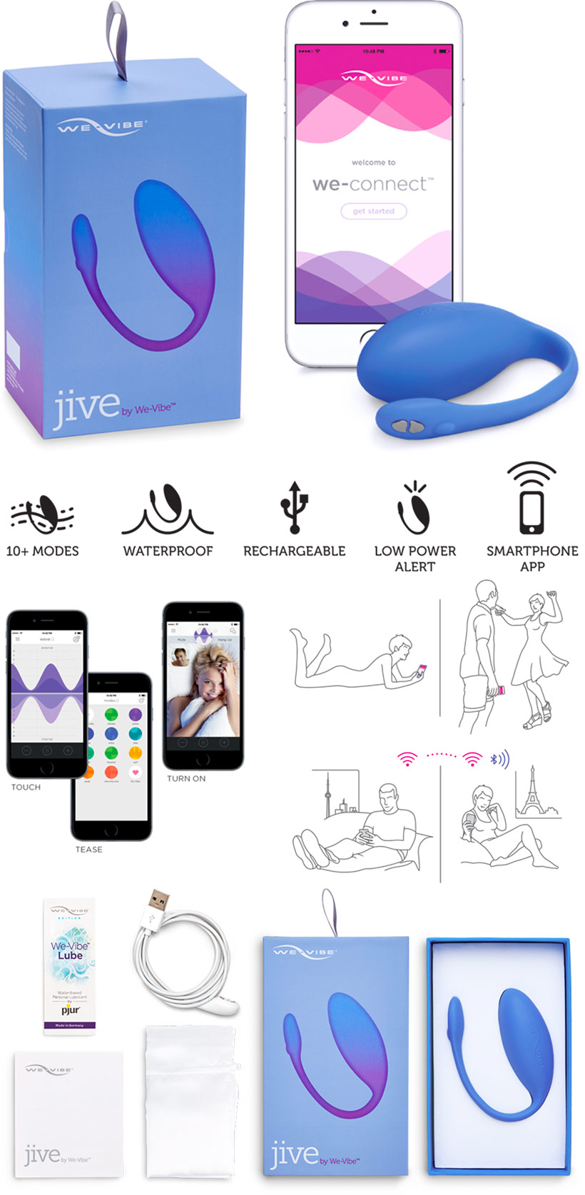 We-Vibe Jive vibrating Egg (iOS/Android) - Blue