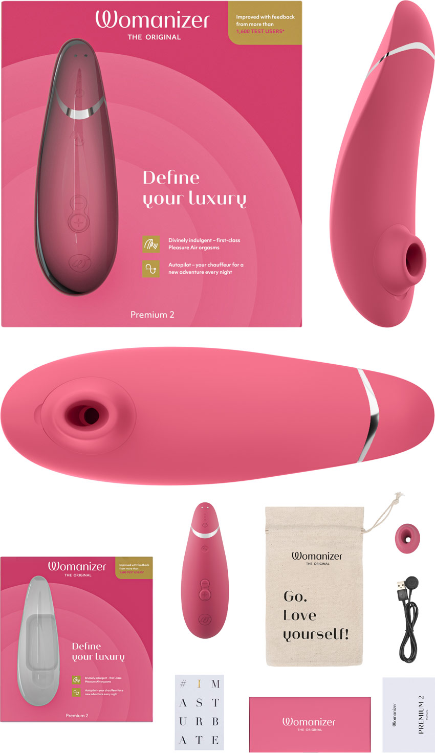 Womanizer Premium 2 - Stimulateur clitoridien - Framboise